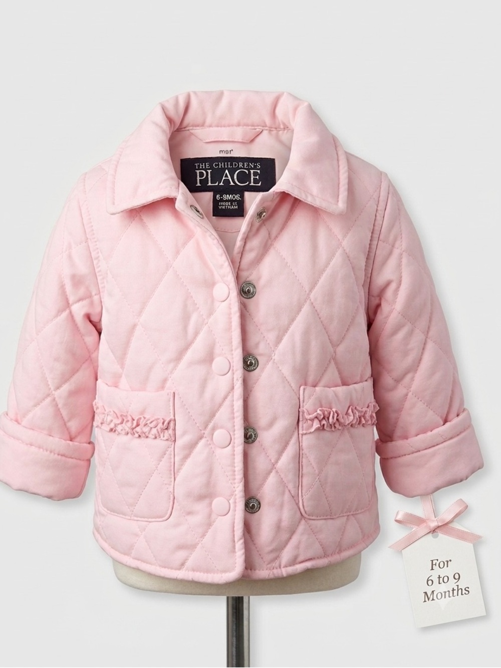 The Children’s Place Baby Girls Light Quilted Jacket – Pink (6–9 Months)